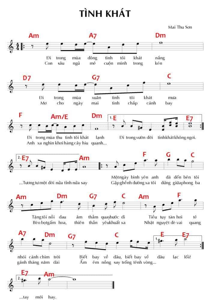 Sheet nhạc Tình Khát